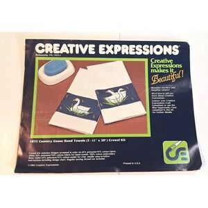 Vintage 1984 Creative Expressions Country Geese Hand Towels Crewel Kit 1035